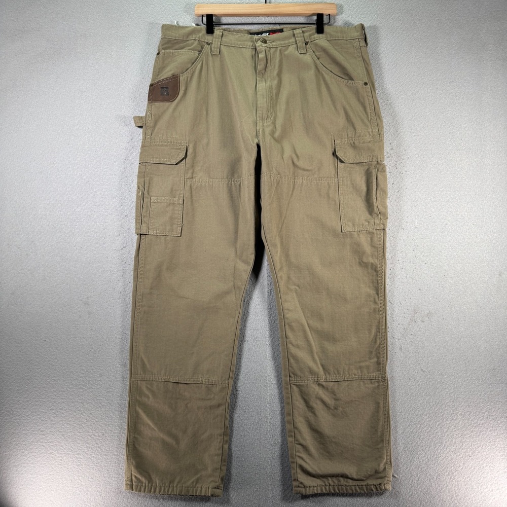 Wrangler Riggs Flannel Lined Ranger Pants Mens 40x32 Brown Relaxed Fit Carpenter